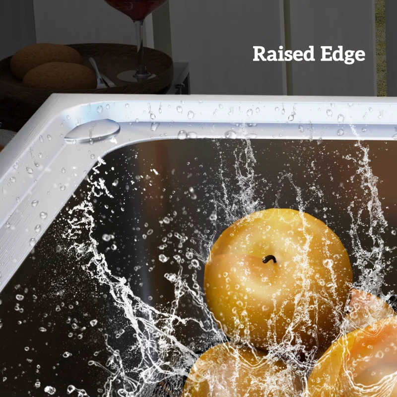 HOMCOM Stainless Steel Outdoor Utility Sink with Cold and Hot Water Pipe and Double Storage Shelves for Laundry Garage