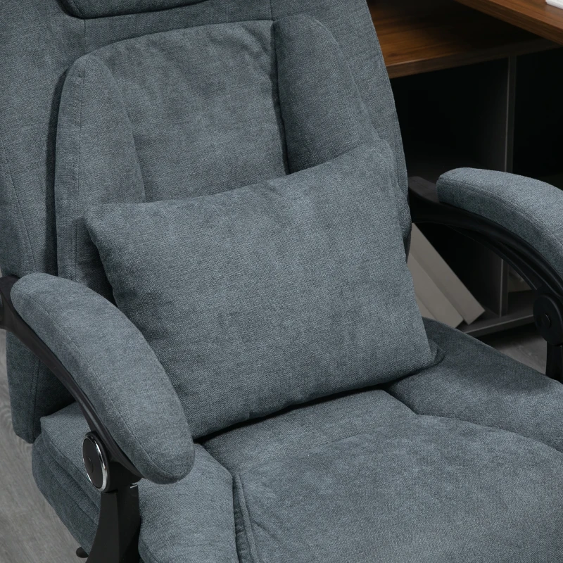 Vinsetto Massage Office Chair with Kneading, Swivel Fabric Recliner Chair with Footrest, Armrest, Grey