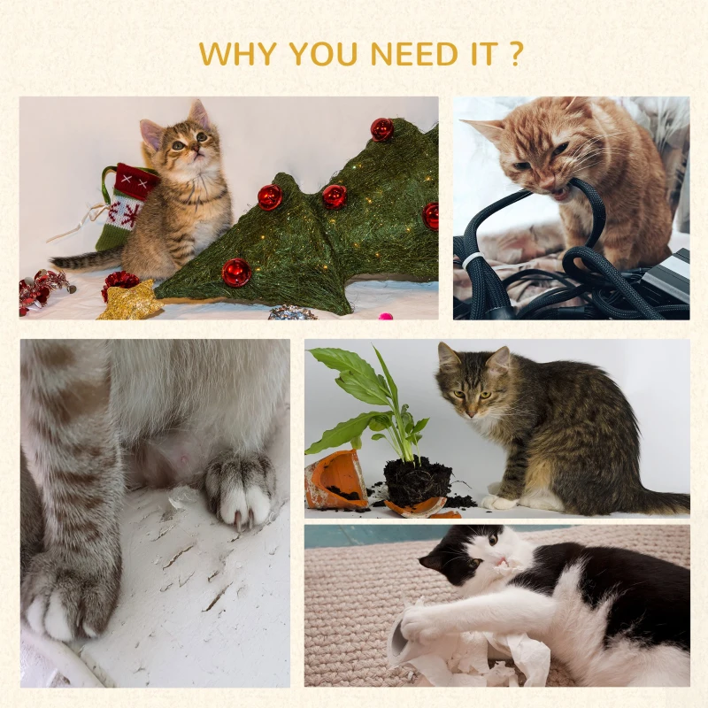 PawHut Cat Tree for Indoor Cats Cat Condo Kitty Tower with Scratching Post, Elevated Fun Cat Beds, Tunnel, Cat String Toys, 16" x 16" x 48", Light Brown