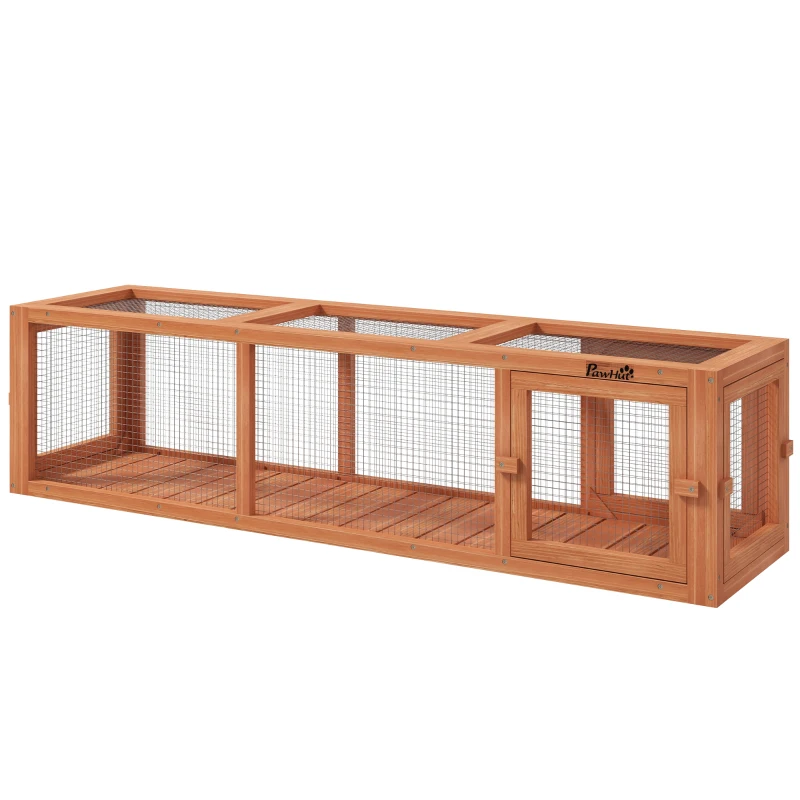 PawHut Outdoor Cat Tunnel with Extendable Design, 59" L Wooden Cat Run with Weather Protection, Connecting Inside and Outside, for Deck Patios, Balconies, Orange