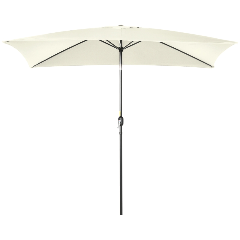 Outsunny 6.5x10ft Rectangle Aluminum Tilt Patio Umbrella, Garden Market Parasol, Outdoor Sunshade Canopy with Crank, Cream White