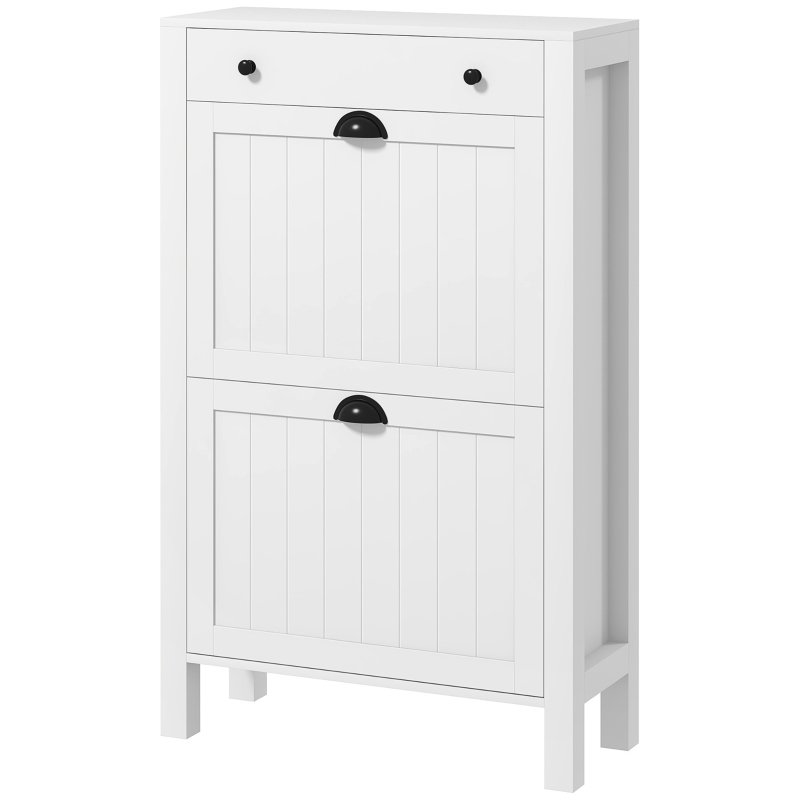 HOMCOM Shoe Storage Cabinet with 2 Flip Drawers for 8 Pairs of Shoes