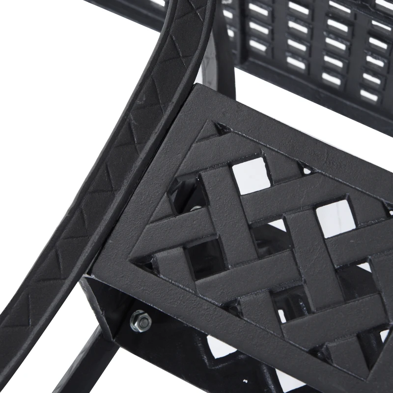 Outsunny 36" Patio Dining Table, Outdoor Bistro Table with 2" Umbrella Hole, Cast Aluminum Frame, For Garden, Balcony, Black