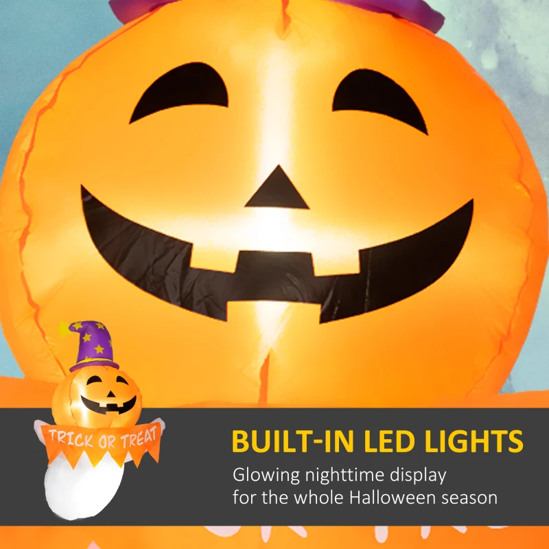 Outsunny 3.4ft Inflatable Halloween Window Sticker Ghost with Orange Face, Blow Up LED  Display for Garden Indoor Outdoor