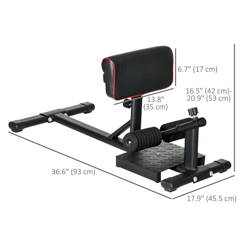 Soozier Sissy Squat Machine, Leg Workout Equipment with Adjustable Pad, Rollers and Non-slip Foot Plate for Home Gym Fitness