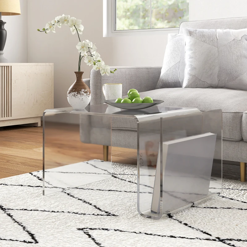 HOMCOM Modern Acrylic End Table, 2-Tier S-Shaped Side Table for Living Room, Small Spaces, 14.25" x 16.25" x 23", Clear