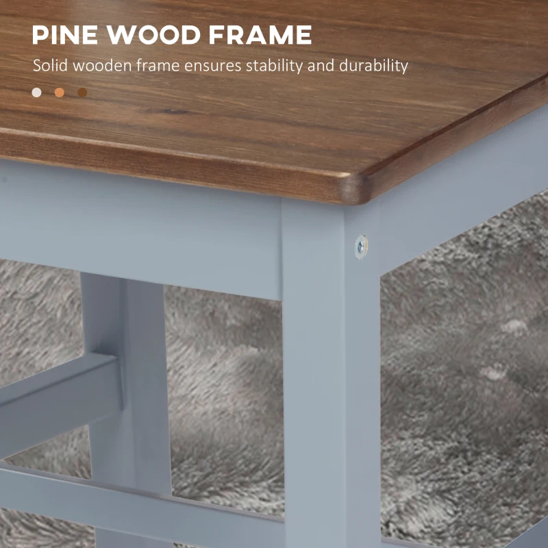 HOMCOM Farmhouse Wooden Dining Chairs Set of 2 with Cross Back, Grey