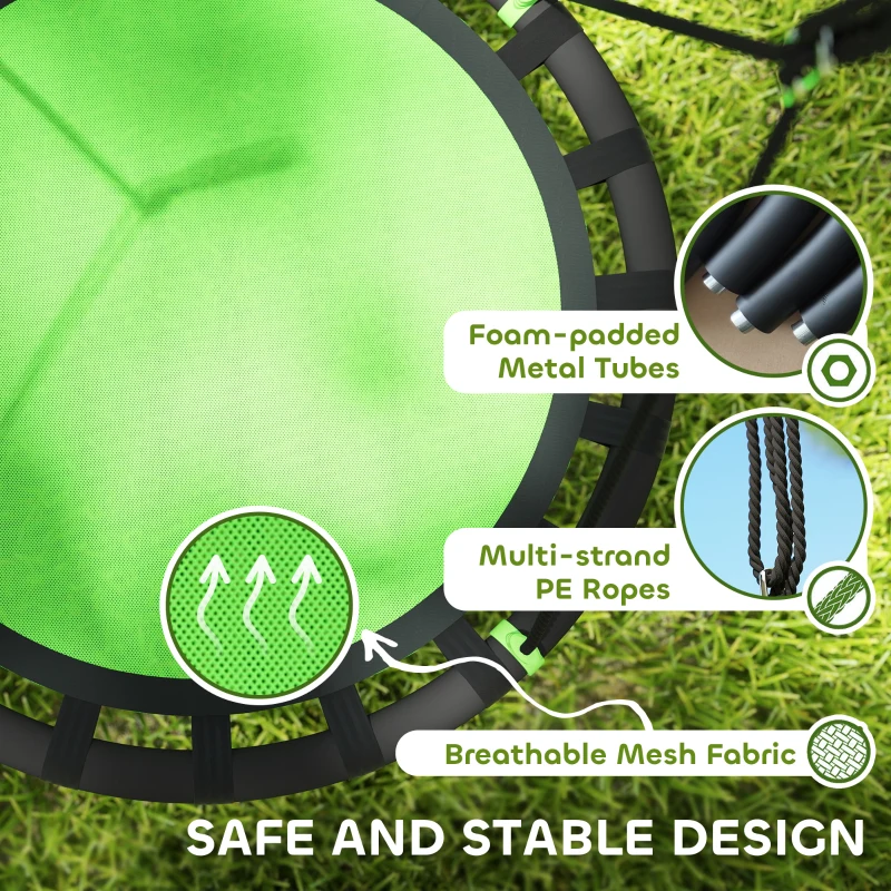 Qaba 39 inch Saucer Tree Swing Set for Kids with Adjustable Hanging Ropes for Outdoor, Backyard, Green