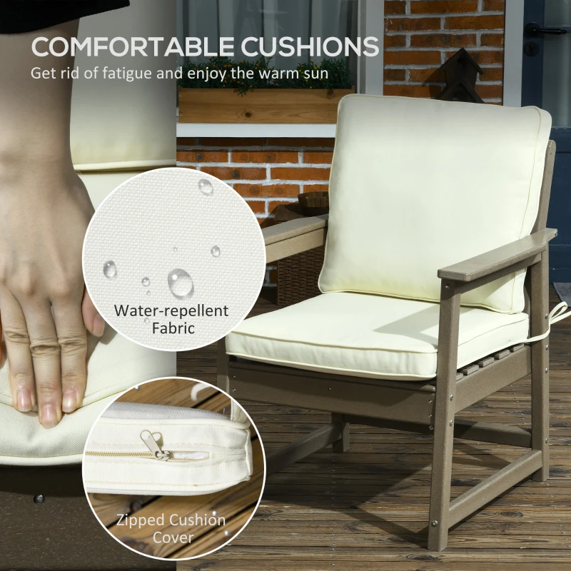 Outsunny Patio Furniture Set HDPE Material, 45" x 27.5" x 31.5", Cream White