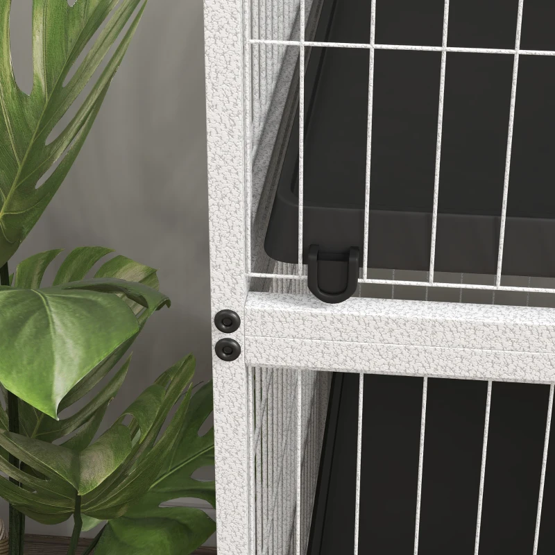 PawHut 5-Tier Rolling Small Animal Cage, Deluxe Guinea Pig Cage, Ferret Cage for Mink Chinchilla Kitten Rabbit, Light Grey