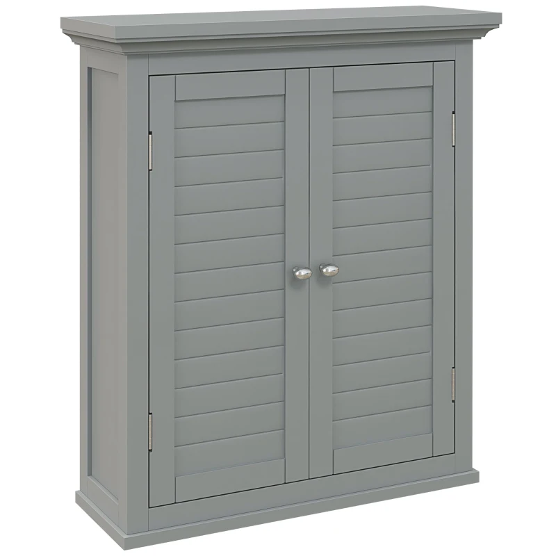 kleankin Over Toilet Storage Cabinet, Bathroom Wall Cabinet with Adjustable Shelf for Living Room and Entryway, Grey