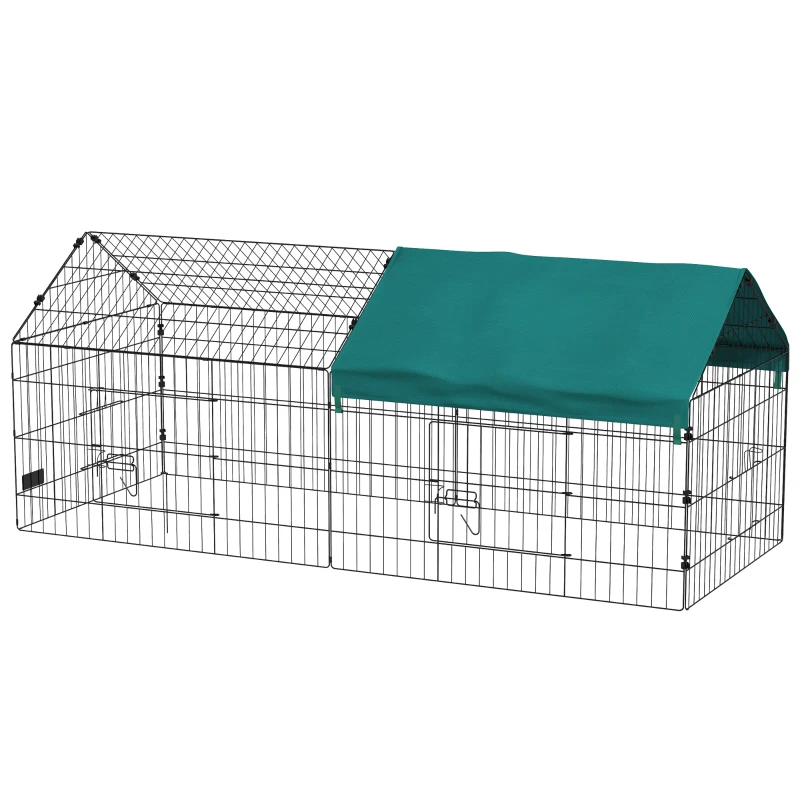 PawHut 73" Small Animal Cage with Roof, Indoor/Outdoor Use,  for Chicken, Rabbits, Chinchillas, Green