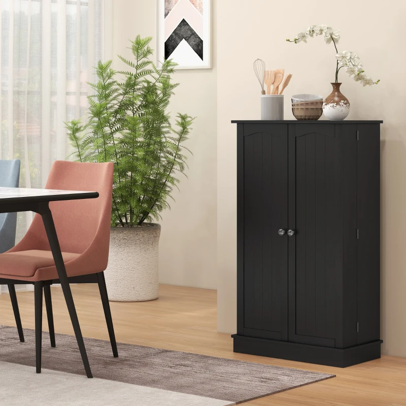 HOMCOM 41" Storage Cabinet, 2-Door Kitchen Pantry Cabinet with 5-tier Shelving, 12 Spice Racks and Adjustable Shelves, Black