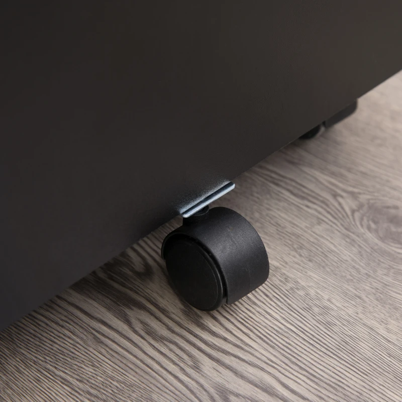 HOMCOM 3 Drawer Storage Cabinet, Mobile Desk Cabinet Under Desk with Wheels, Printer Stand for Home Office, Black