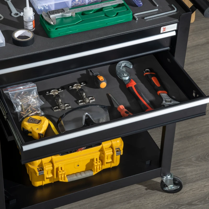 DURHAND 6-Drawer Tool Chest Set with 4 Wheels, Lockable Rolling Tool Box and Storage Cabinet for Garage Factory Workshop, Black