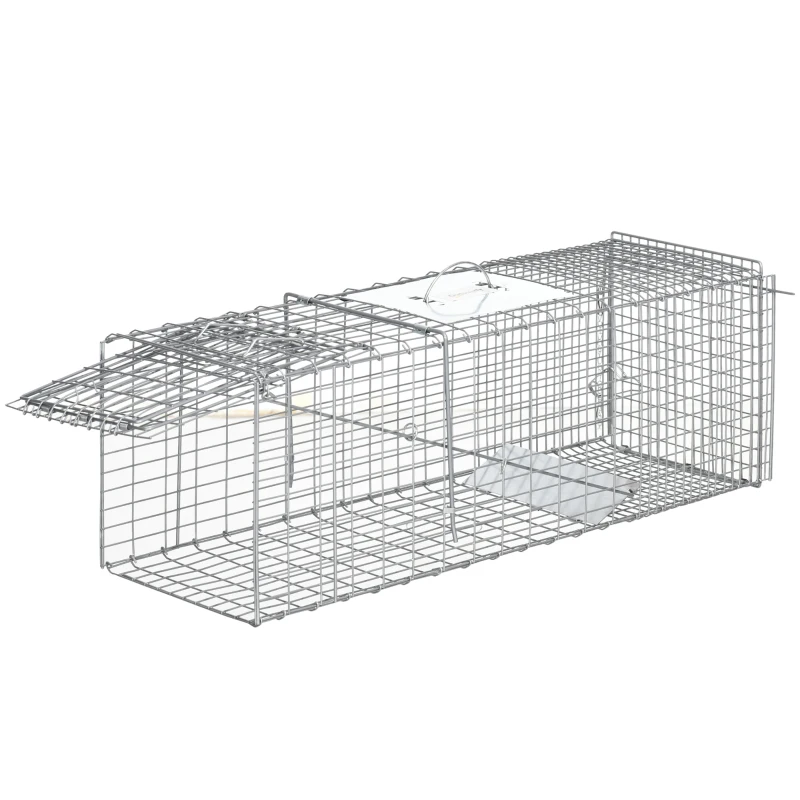 Outsunny One-Door Live Animal Trap, Animal-Friendly Humane Catch & Release Steel Cage for Rats, Mice, 36.6"  x 12.2" x 13.6"
