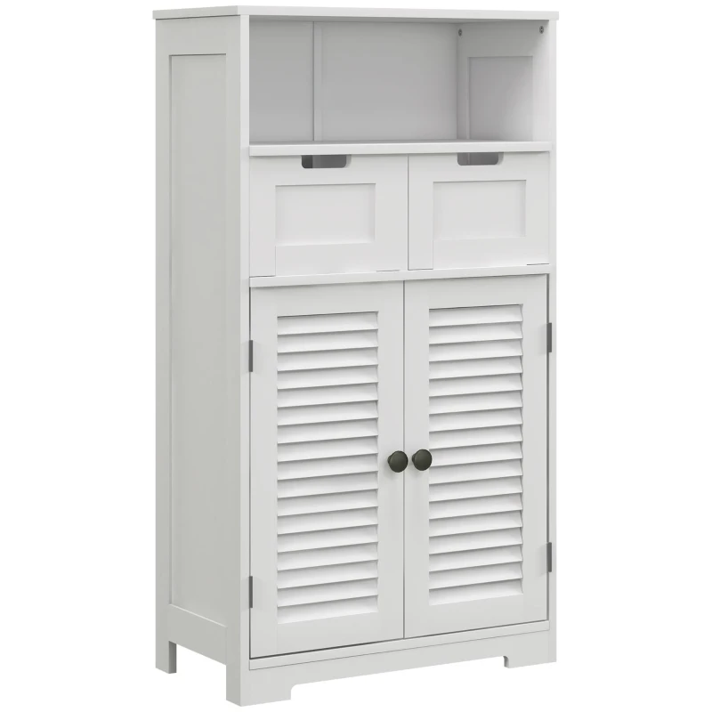 kleankin Bathroom Vanities with Louvred Doors, Medicine Cabinet, Bathroom Cupboard with Drawers and Open Shelf