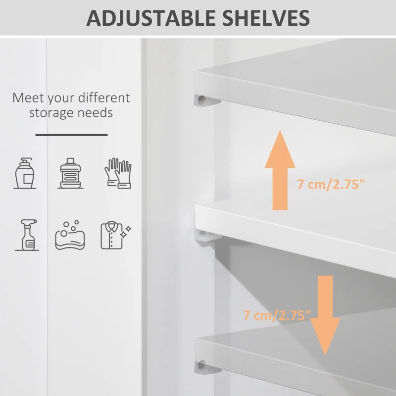 kleankin Freestanding Bathroom Cabinet with Adjustable Shelf and Drawers, Small Cabinet for Bathroom, Living Room, White