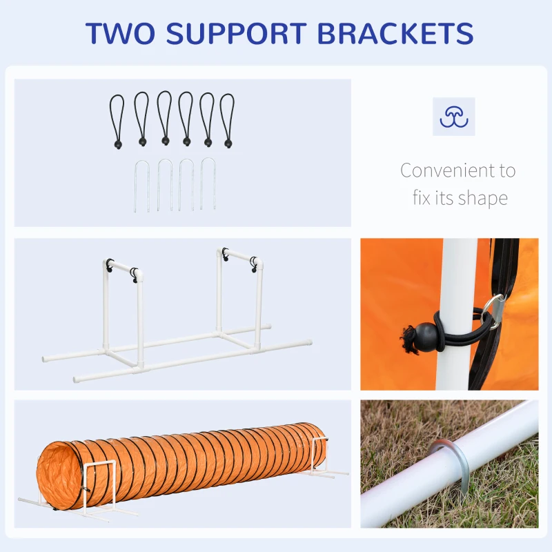 PawHut Dog Tunnel, 13 Foot Long, 24" Open Pet Agility Equipment with 2 Support Brackets, Carrying Bag, Orange