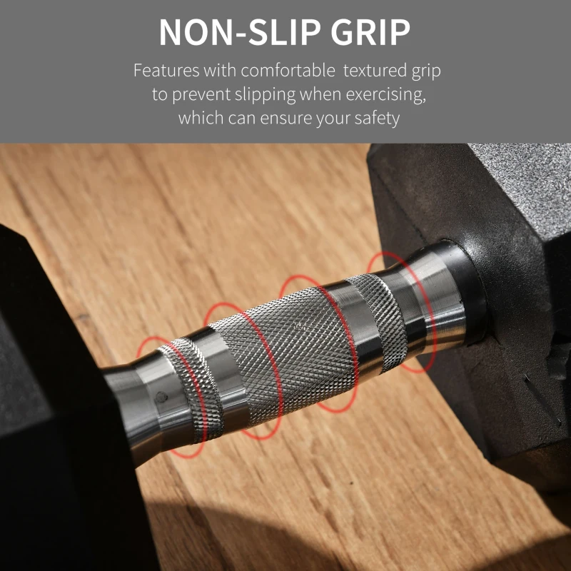 Soozier 2 x 45lbs Hex Dumbbell Set of 2, Rubber Weights Exercise Fitness Dumbbell with Non-Slip Handles, Anti-roll, for Women or Men Home Gym Workout