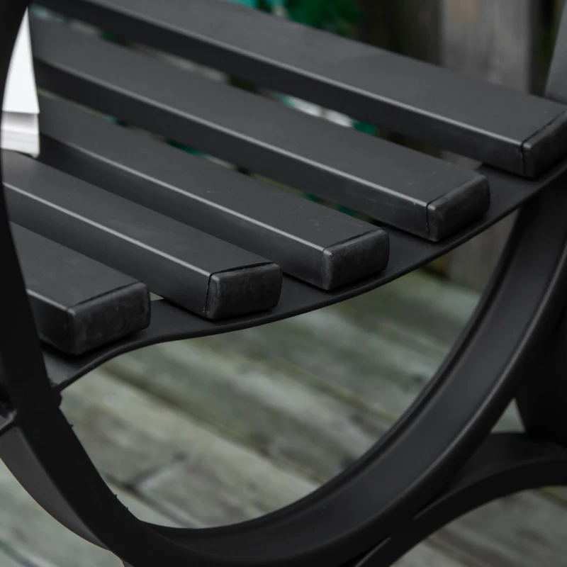 Outsunny 50" 2-Seater Outdoor Garden Bench Antique Loveseat with Armrest for Yard, Lawn, Porch, Patio, Steel/ Black