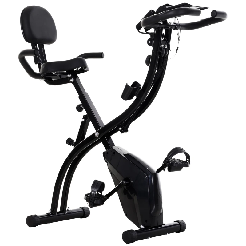 Soozier 3 in 1 Folding Exercise Bike, Foldable Stationary Bike with 8-Level Magnetic Resistance, Adjustable Seat, Black