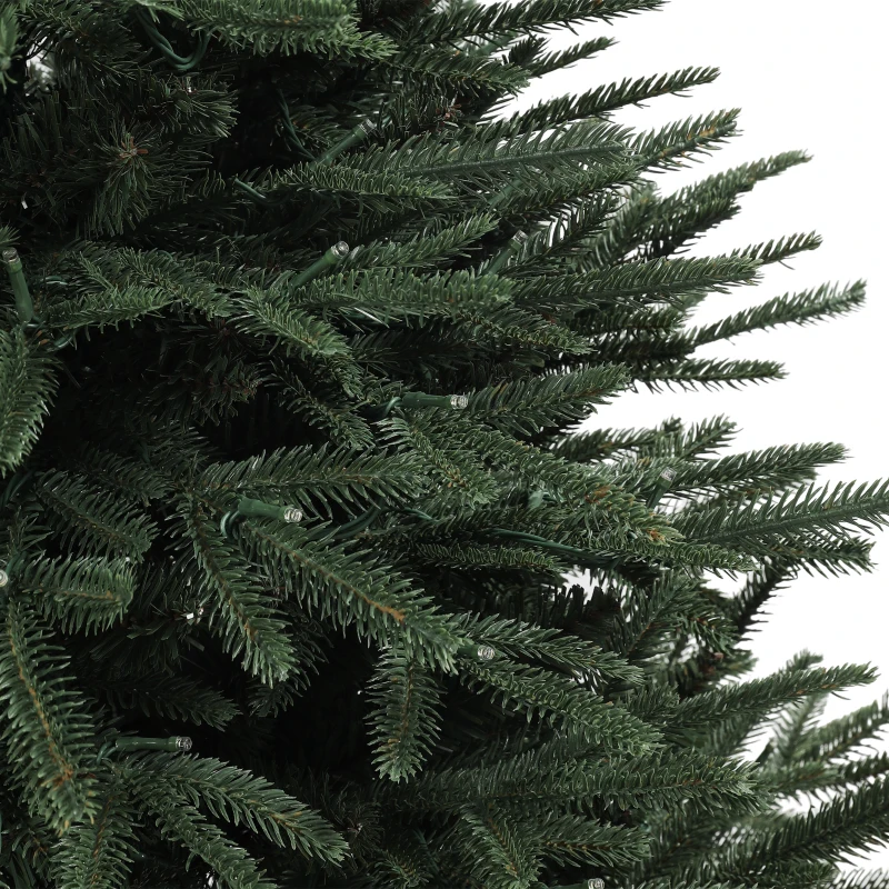 HOMCOM 5ft Prelit Artificial Christmas Tree with 542 Tips, Warm White LED Lights, Steel Base, Hinged Xmas Tree, Auto Open