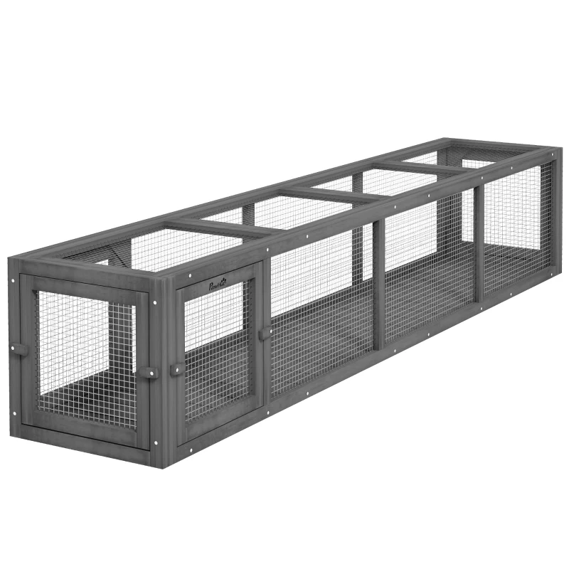 PawHut 79" Long Cat Tunnel, Cat shelter L- Shape with Extendable Design, Cat Enclosure for Indoor/Outdoor Use, Lead Grey