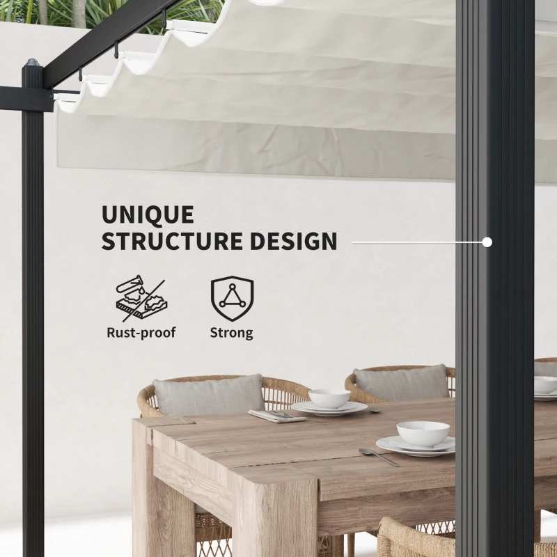 Outsunny 13' x 13' Aluminum Retractable Pergola Canopy, Outdoor Pergola for Garden, Patio, Backyard, Deck, White