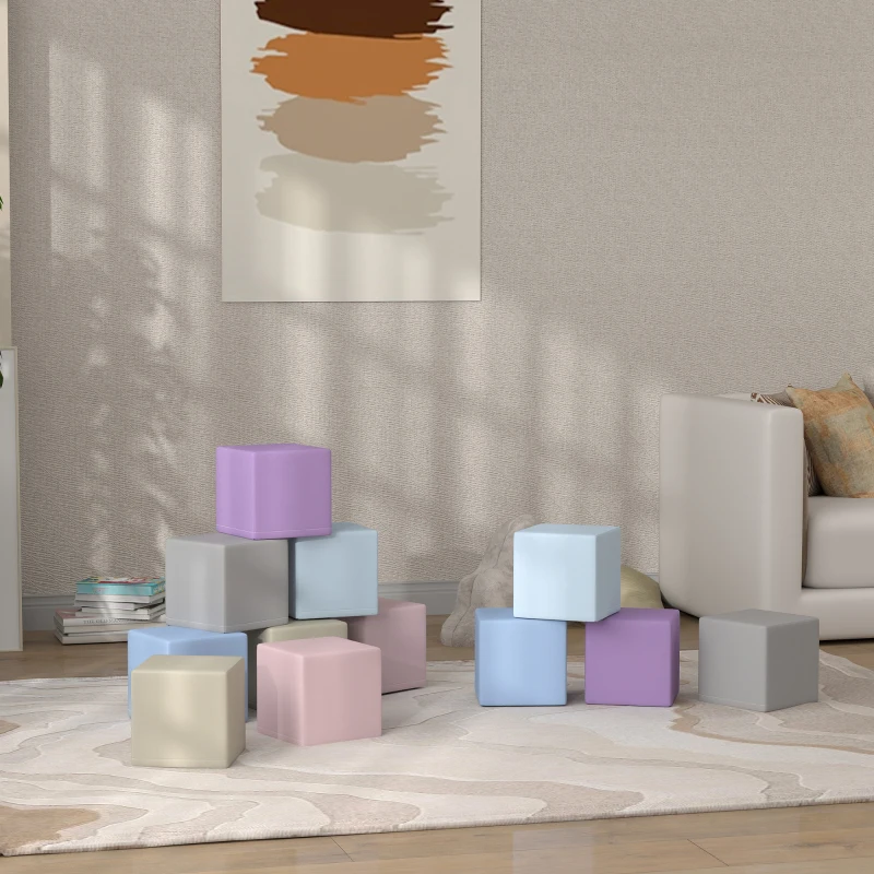 Soozier 12 Piece Soft Play Blocks Soft Foam Toy Building And Stacking Blocks - Multicolours