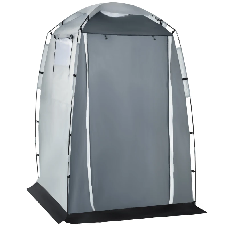 Outsunny 60" x 60" x 82" Shower Tent Extra Wide Changing Room Privacy Portable Camping Shelters with Windows & Floor Mat, Black & White