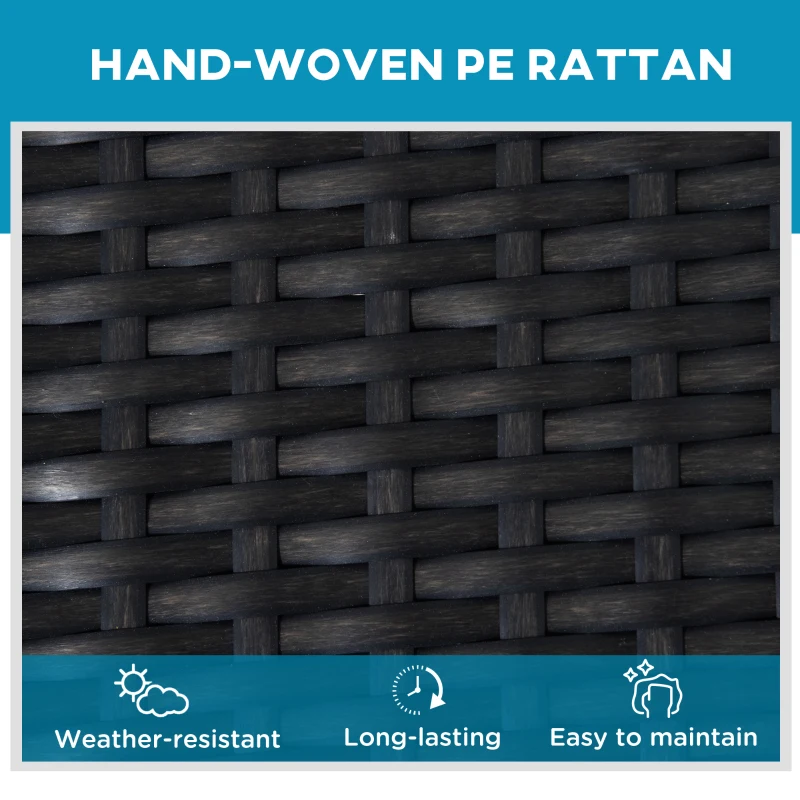 Outsunny Wicker Chaise Lounger PE Rattan Outdoor Lounge Chair Garden Chair Recliner with 5-Level Adjustable Backrest and 2 Wheels, Dark Blue