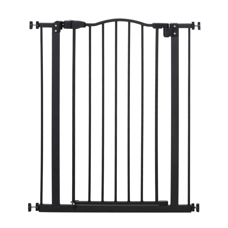 PawHut Extra Tall Dog Gate with Door, Pressure Fit, Auto Close, Double Locking for Doorways Hallways Stairs, 29"-32", Black
