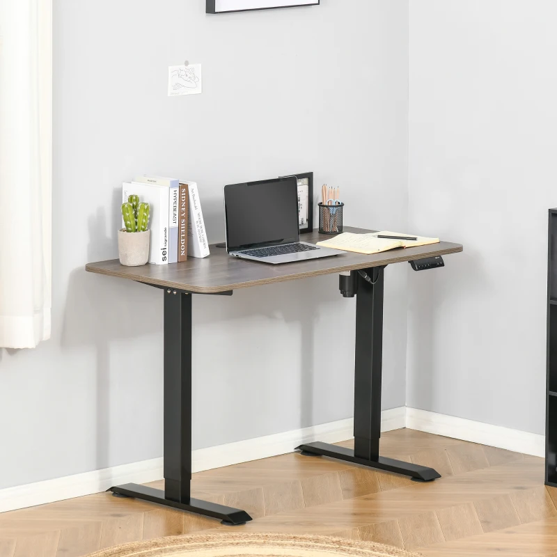 Vinsetto Electric Height Adjustable Standing Desk with 48" Desktop, Sit Stand Home Office Desk with Memory Button Control and Anti-Collision System, Teak/Black