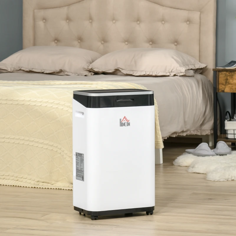 HOMCOM 2520 Sq. Ft Portable Electric Dehumidifier For Home, Bedroom or Basements with 14 Pint Tank, 2 Speeds and 3 Modes, 42 pt/Day, White