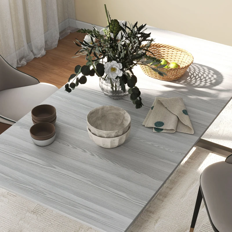 HOMCOM 63"-79" Collapsible Dining Table for 4-6, Foldable Kitchen Table with Steel Frame for Dining Room, Grey Wood Grain
