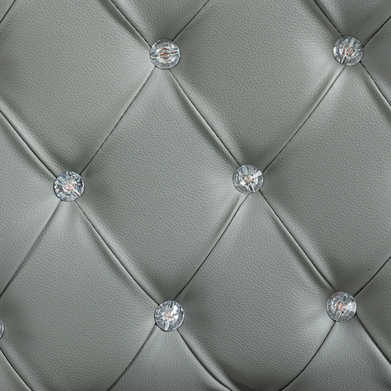 Vinsetto Button Tufted Desk Chair, Home Office Chair with Padded Armrests, Adjustable Height and Swivel Wheels, Gray