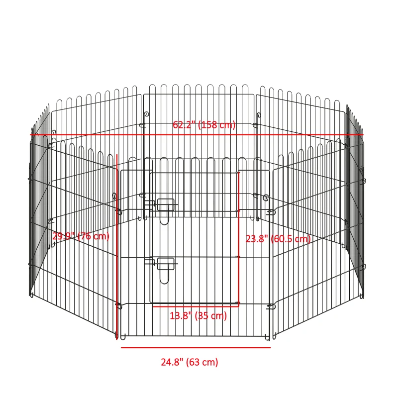 PawHut 30inch 8-Panel Octagon Pet Exercise Playpen Crate Foldable Dog Cage Pen Puppy Kennel, Black