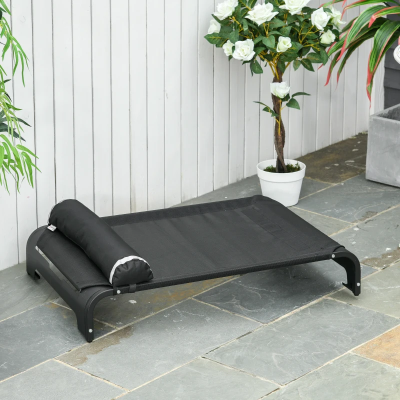 PawHut Elevated Dog Bed w/ Removable Pillow, Raised Pet Bed w/ Steel Frame & Breathable Mesh Fabric for Large and Medium Sized Dogs, Black