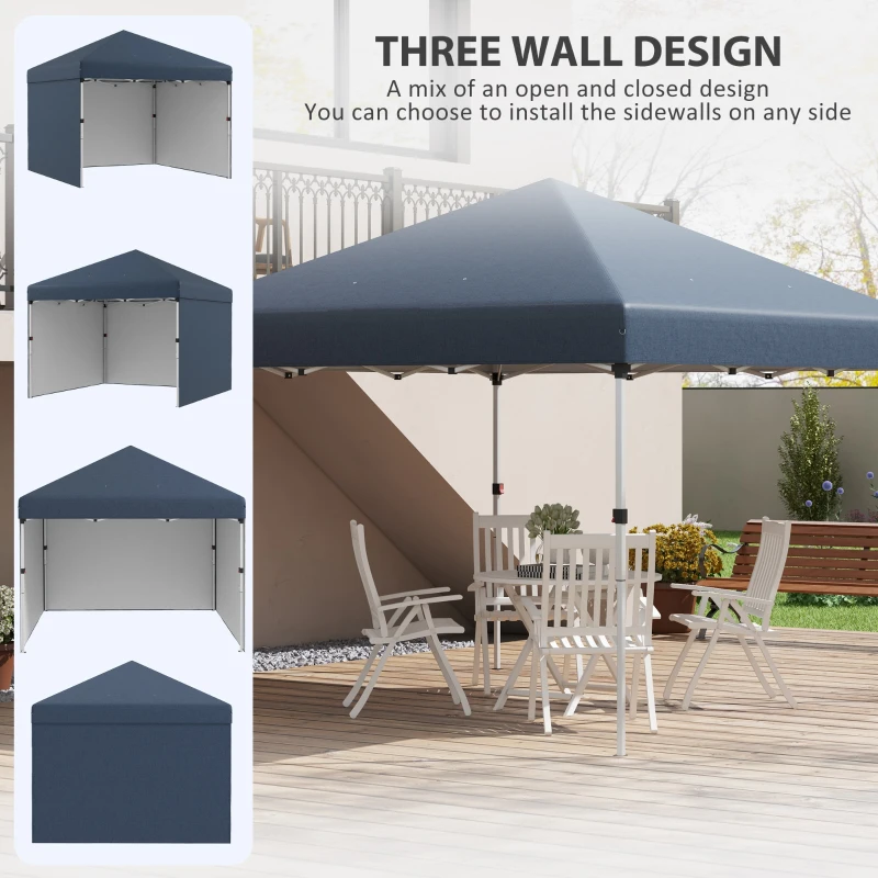 Outsunny 10' x 10' Pop Up Canopy with Sidewalls, Weight Bags and Carry Bag, Height Adjustable Tent for Parties, Navy