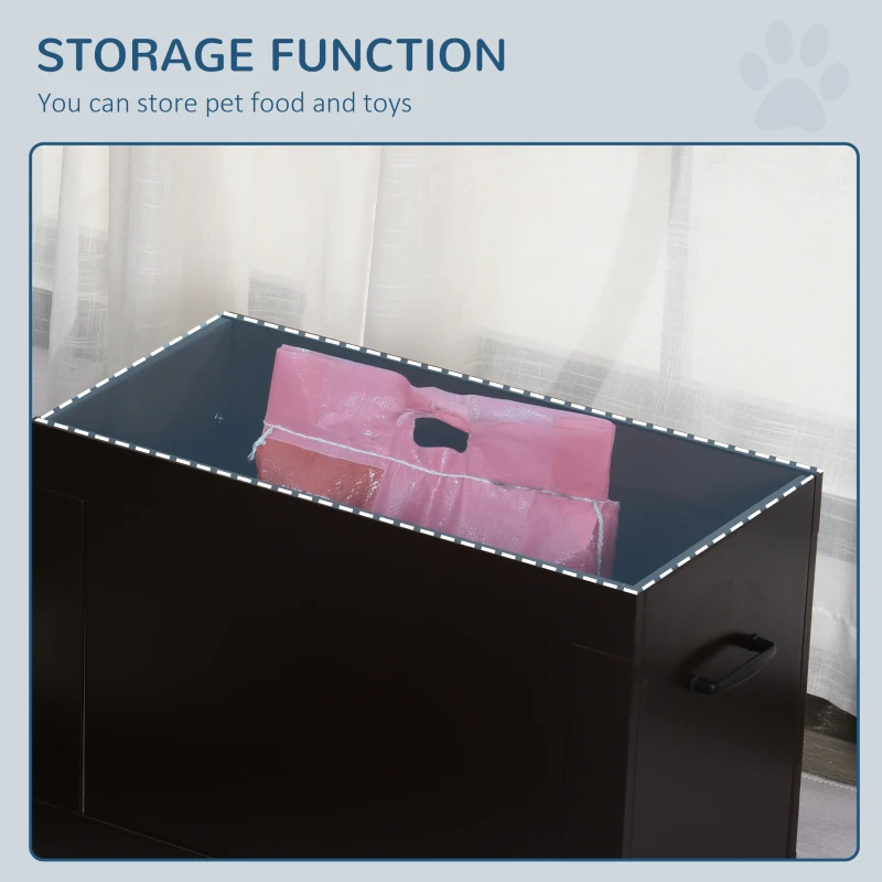PawHut Raised Pet Feeding Storage Station with 2 Stainless Steel Bowls Base for Large Dogs and Other Large Pets, Coffee