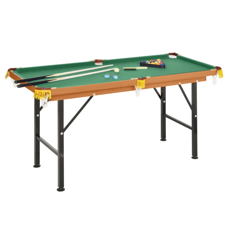 Soozier 54.3"L Mini Pool Table Portable Billiard Table Includes Cues, Ball, Chalk, Rack, Green