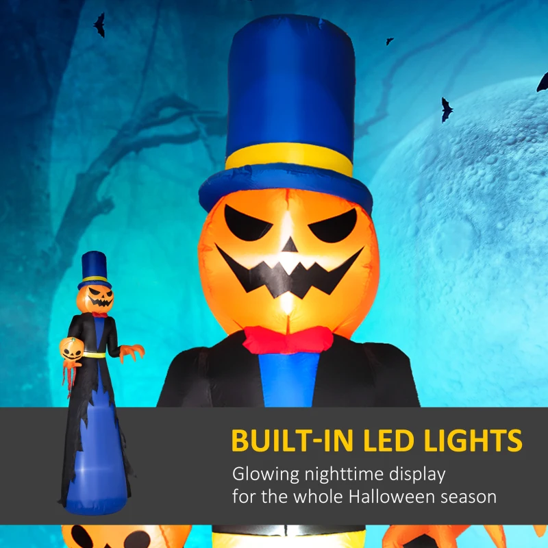 HOMCOM 10ft Inflatable Halloween Pumpkin Head Reaper, Blow Up LED  Display for Garden Indoor Outdoor
