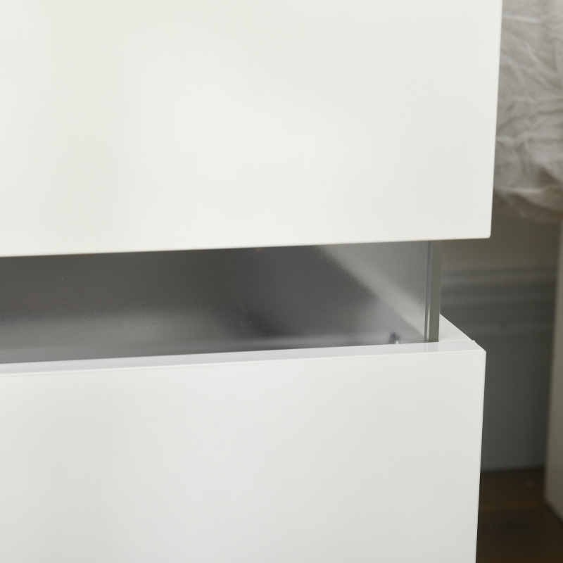 HOMCOM Modern Nightstand, Bedside Table with 2 Drawers, USB Powered RGB LED Lights, Remote for Bedroom, White