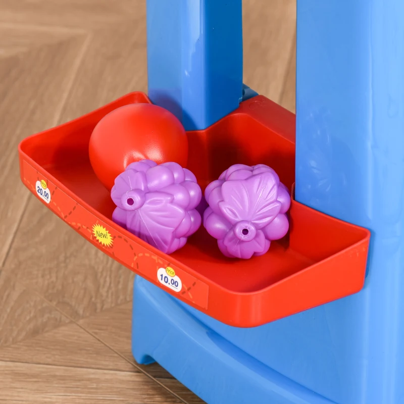 Qaba Supermarket Playset Cash Register Toy for Kids, 50 Pcs Grocery Store Pretend Play Toy with Food, Check-Out Counter, Scanner, Shelves, Gift for Boys Girls Age 3 4 5 6