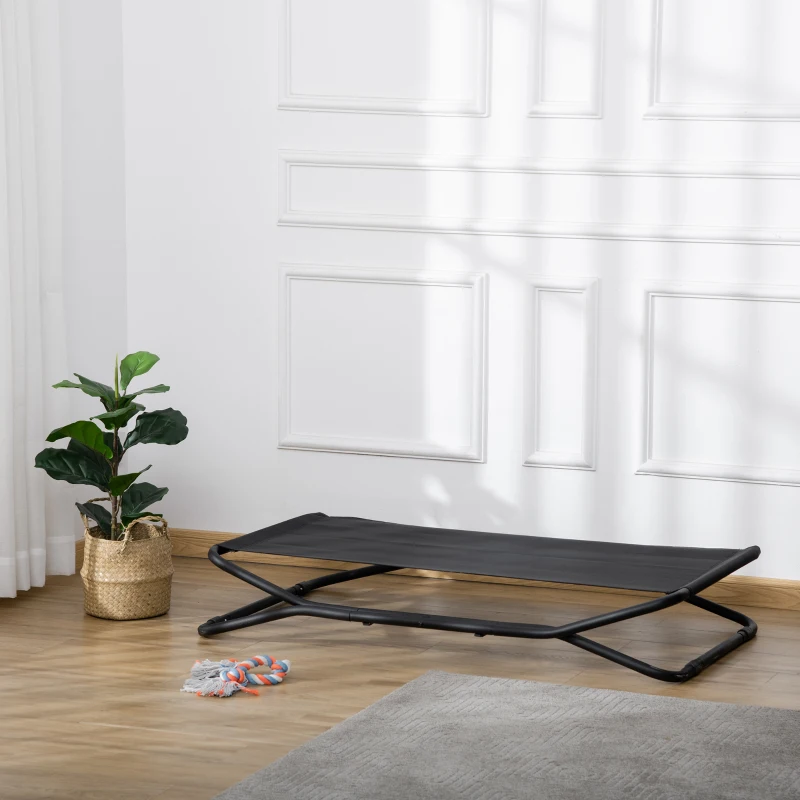PawHut 47.5" Elevated Foldable Cool Dog Bed for Medium Dog, Indoor Outdoor Raised Pet Cot with Breathable Mesh, Black