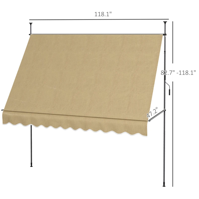 Outsunny 10' x 4' Manual Retractable Awning, Non-Screw Patio Awning, UV Resistant, for Window or Door, Beige