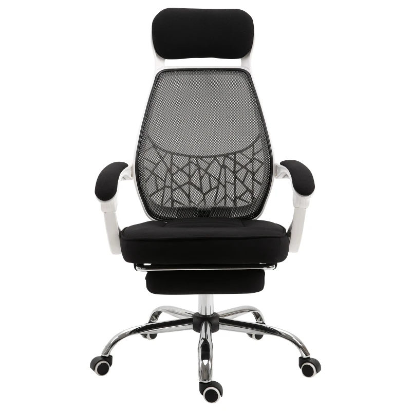 Vinsetto Ergonomic High Back Mesh Office Chair Swivel Reclining Computer Desk Chair with Retractable Footrest, Headrest, Padded Armrest