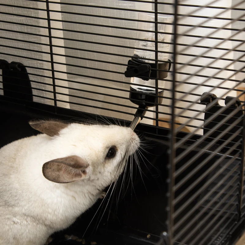 PawHut Hamster Cage, 3-tier Guinea Pig Cage, Pet Play House for Chinchillas with Food Dish Water Bottle, Ramps, Ledges, 31.5", Black