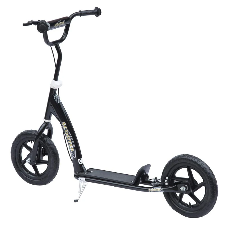 HOMCOM Kids Scooter Street Bike Bicycle for Teens Ride on Toy w/ 12" EVA Tyres for 5-12 Year Old Black